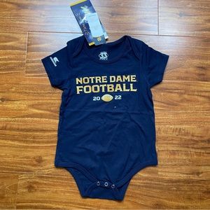 NWT New Notre Dame Baby Football Fighting Irish Navy 2022 Cotton Onesie 12-18M